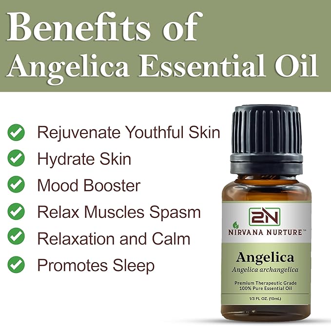 Angelica Essential Oil 100% Pure Premium Therapeutic Grade, Undiluted - Aromatherapy Diffuser for Calm and Relaxation, Skin Care, Hair Care-Velvo Beauty