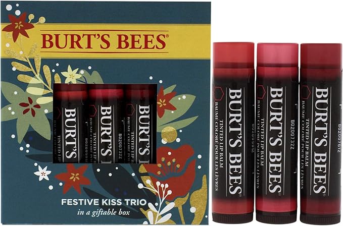 Burt's Bees, Festive Kiss Trio 2020, 3 Count-Velvo Beauty