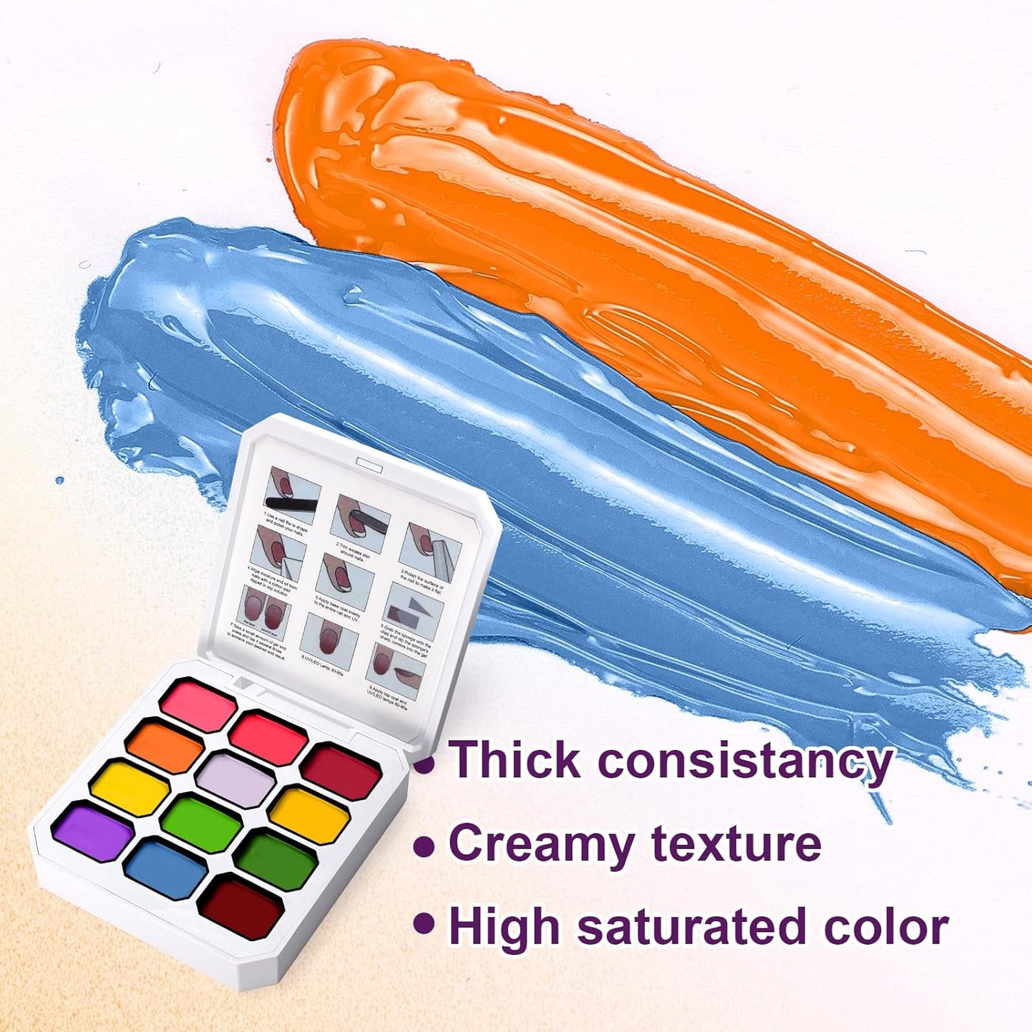 Gradient Painting Gel, 12 Bright Colors Ombre Gel Nail Polish for Pigmented Pat Painting Nails Aura Nails, French Manicure DIY Nail Art,Long-lasting Soak of UV Palette Electric Carnival-Velvo Beauty