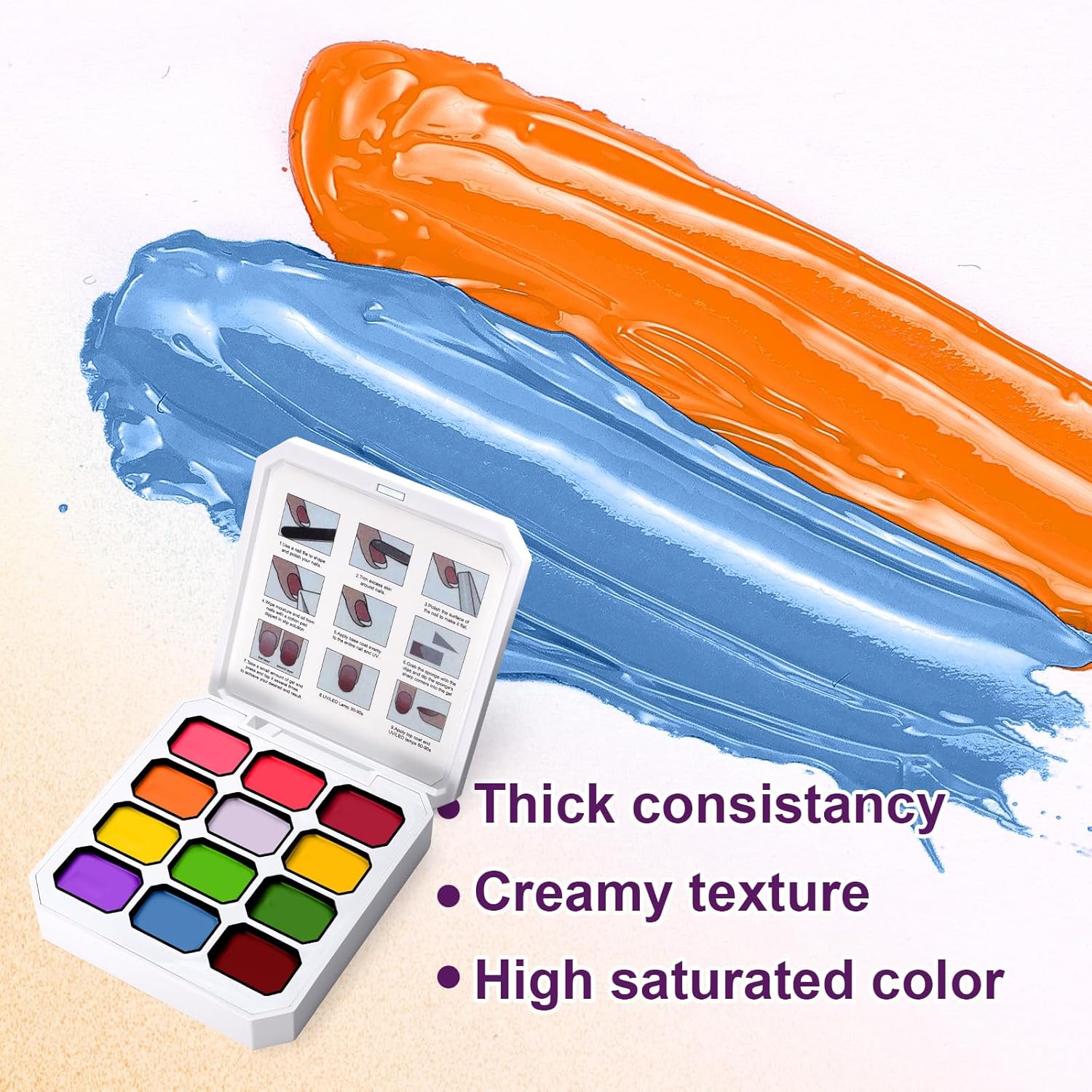 Gradient Painting Gel, 12 Bright Colors Ombre Gel Nail Polish for Pigmented Pat Painting Nails Aura Nails, French Manicure DIY Nail Art,Long-lasting Soak of UV Palette Electric Carnival-Velvo Beauty