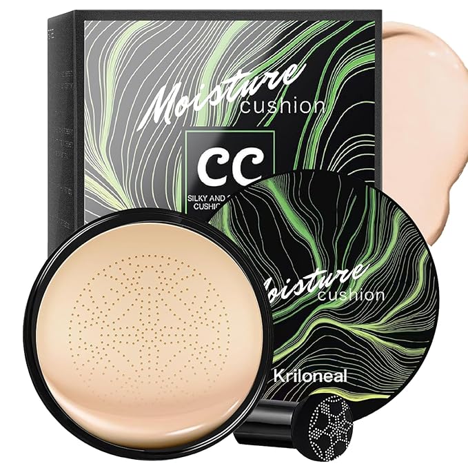 CC Cream Foundation Mushroom Head Air Cushion Face Makeup Moisturizing Concealer Waterproof Oil Control Long-Lasting Nude Makeup Even Skin Tone for All Skin Types(Ivory White)-Velvo Beauty
