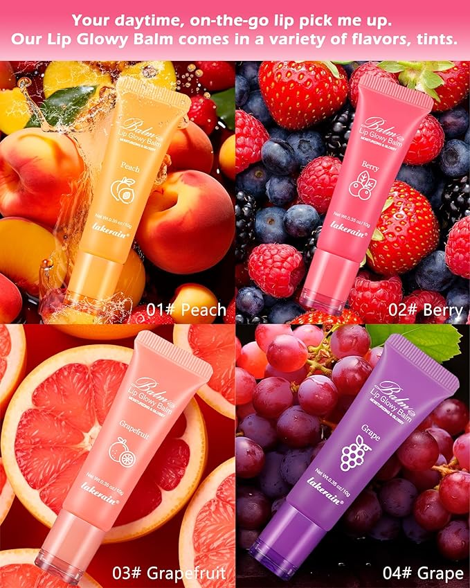 Hydrating Lip Glowy Balm, Ultra-Nourishing Lip Balm for Dry Cracked Lips, Moisturizer Lip Repair Sleeping Lip Mask, Day and Night Lip Care Therapy Treatment,Glossy Smooth Lip Butter Balm-03#Grapefruit-Velvo Beauty