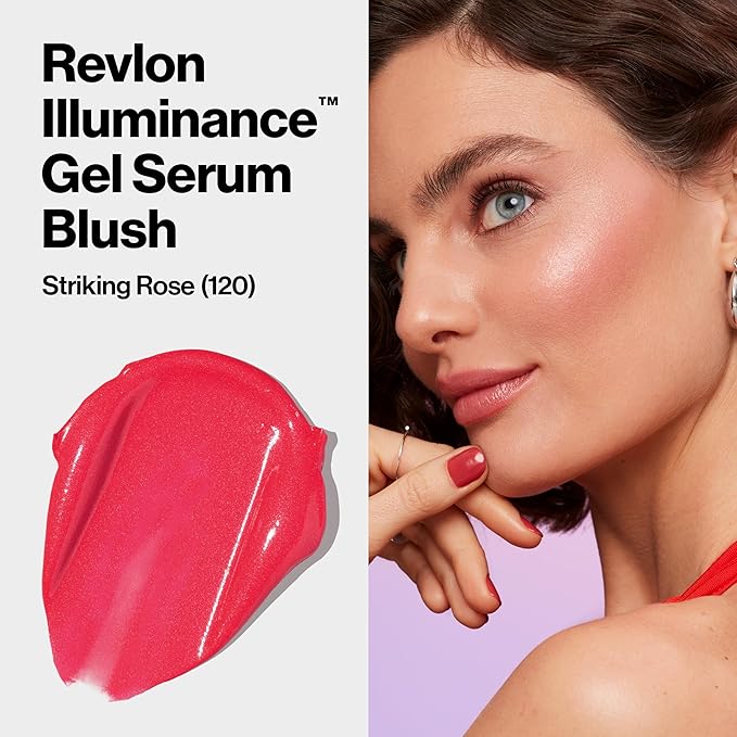 Revlon Illuminance Gel Serum Blush, Visibly Plump Cheeks, Dewy Finish and Hydrates All Day, 120 Striking Rose, 0.37 fl oz.-Velvo Beauty