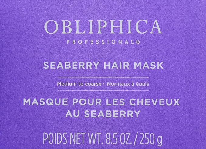 Obliphica Seaberry Hair Mask - Deep Conditioning Hydrating Treatment for Dry and Damaged Hair - Moisturizing Hair Repair and Growth Mask for Medium, Coarse, and Color-Treated Hair - 8.5 Ounces-Velvo Beauty