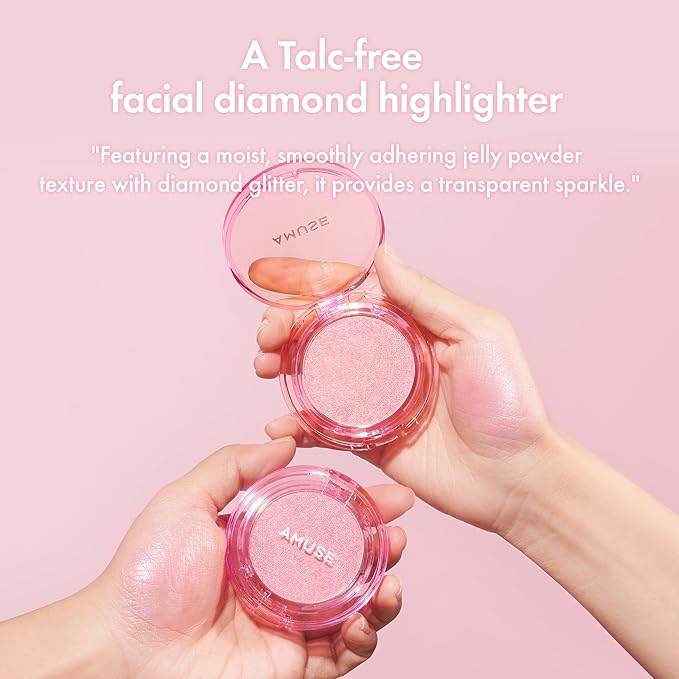 Amuse SEOUL Face Diamond Pink Diamond Highlighter | High Glossy Face Illuminator Highlighting Powder, Highlighter Makeup, Shimmer Glow, Rose & Gold Glow Highlighter, Cruelty-Free & Vegan (4.7g)-Velvo Beauty