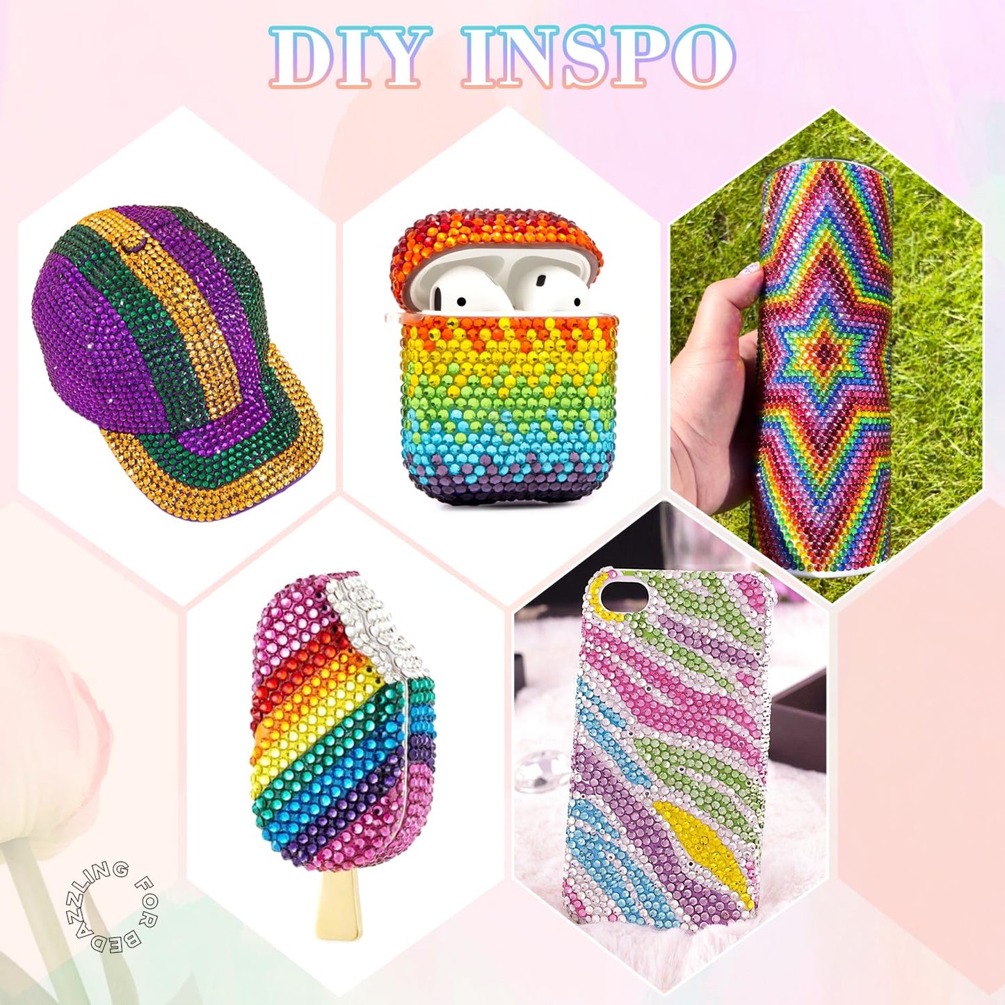 22000Pcs Resin Rhinestones for Bedazzling with 3Pcs B7000 Jewelry Glue, Multicolor 2/3/4mm Flatback Gems Rhinestones for Crafting, Clothing Tumblers Mugs Shoes Fabric Decor Nail Art-Velvo Beauty