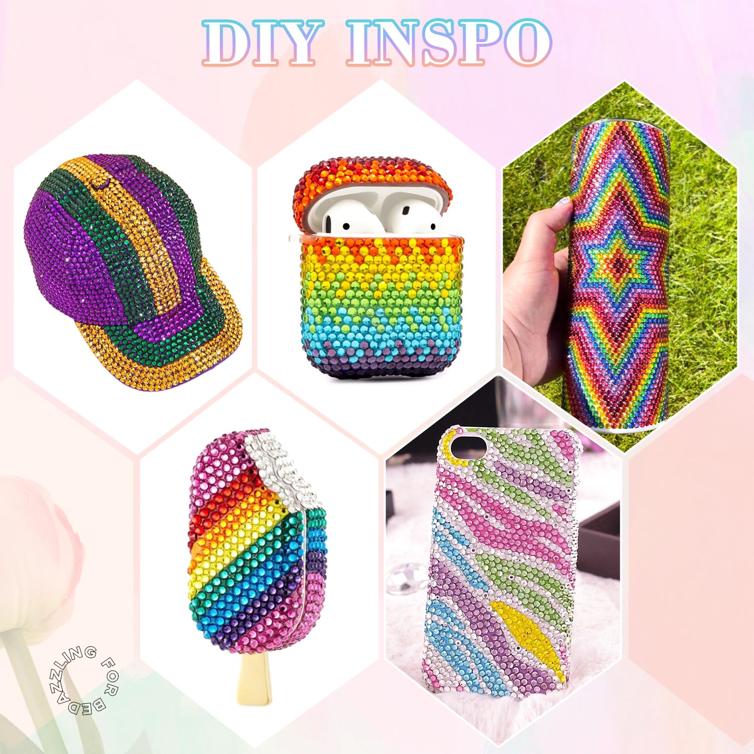 22000Pcs Resin Rhinestones for Bedazzling with 3Pcs B7000 Jewelry Glue, Multicolor 2/3/4mm Flatback Gems Rhinestones for Crafting, Clothing Tumblers Mugs Shoes Fabric Decor Nail Art-Velvo Beauty