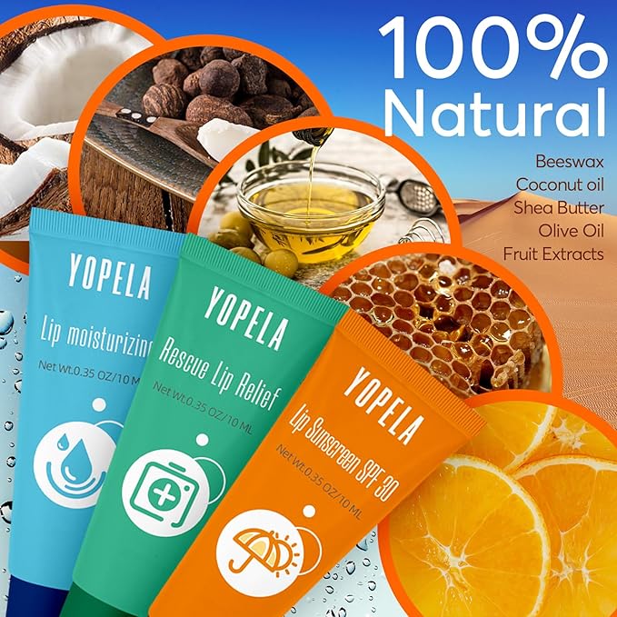 Lip Sunscreen Moisturizing and Repair Package Lip Care Set- SPF 30 - Summer Long Lasting Moisturized, Smooth and Repaired Lips - 3 Flavors (Moisturizing, Repairing, and SPF)-Velvo Beauty