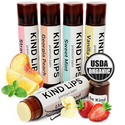 Kind Lips Lip Balm - Nourishing & Moisturizing Lip Care for Dry, Chapped Lips | Infused with Shea Butter & Beeswax | Variety Pack | 0.15 Oz (Pack of 5)-Velvo Beauty