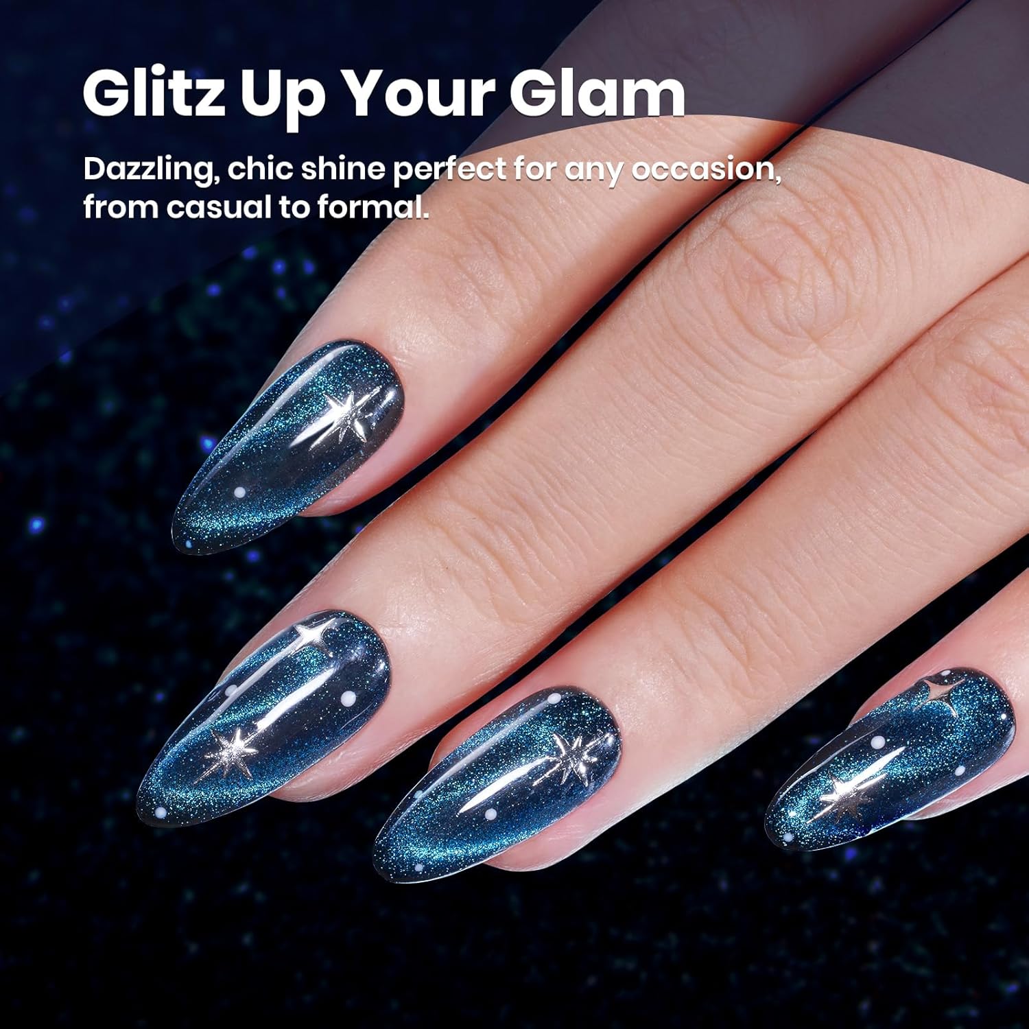 Beetles Chameleon Cat Eye Gel Polish - 15ML Blue Cat Eye Glitter Gel Polish 9D Magnetic Soak Off UV Shimmer Velvet Gel Mermaid Tears Series Nail Art DIY Manicure Gifts for Women-Velvo Beauty