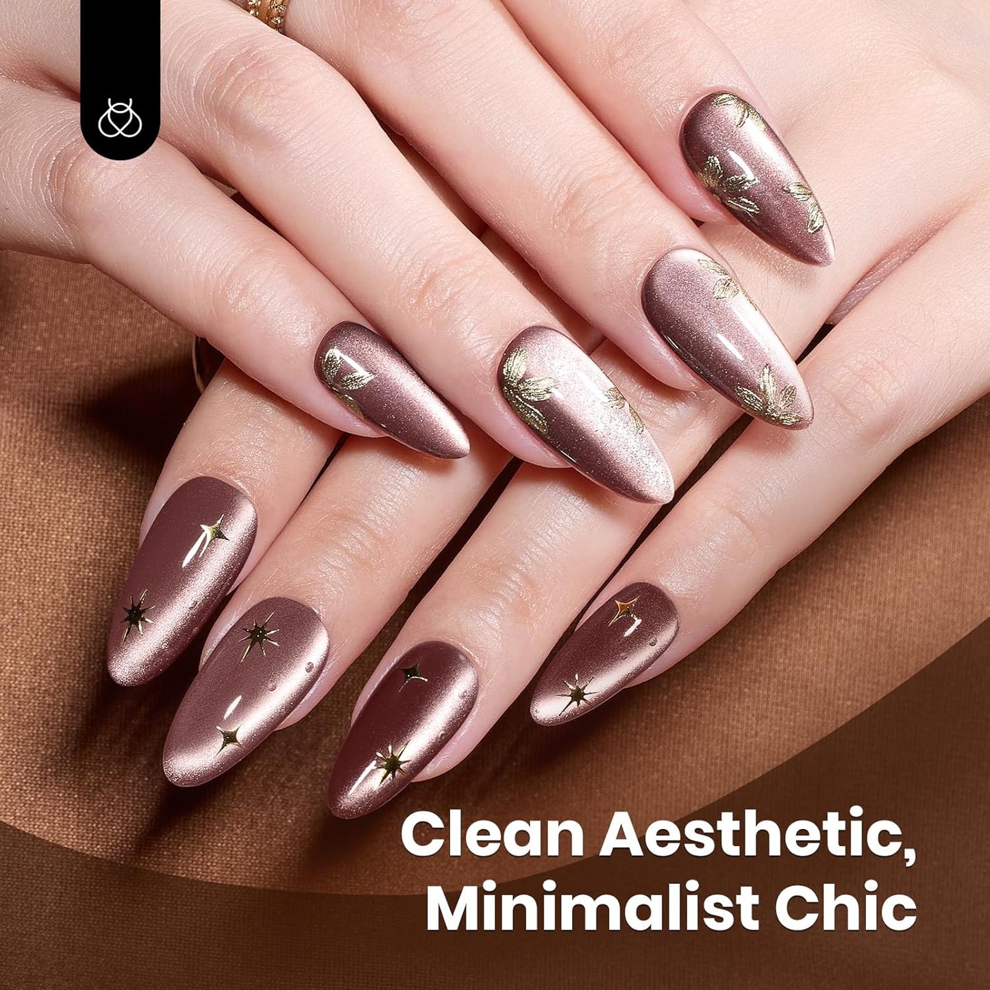 Beetles Brown Cat Eye Gel Nail Polish - Cinnamon Girl Cat Eye Gel Polish, 15ML Glitter Brown Magnetic Fall Gel Polish Jelly Sheer Translucent Effect Soak Off UV French Nail Art Manicure Gift for Women-Velvo Beauty