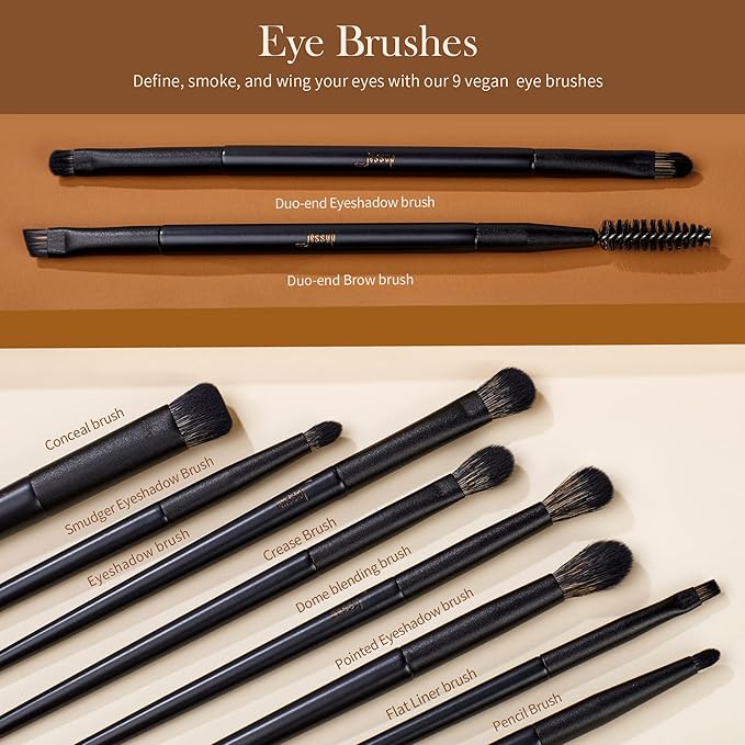 Makeup Brushes Set Jessup Make up Brushes 14Pcs Black Kabuki Foundation Eyeshadow Contour Concealer Powder Eyeliner Crease Eyebrow Blending Brush, T336-Velvo Beauty