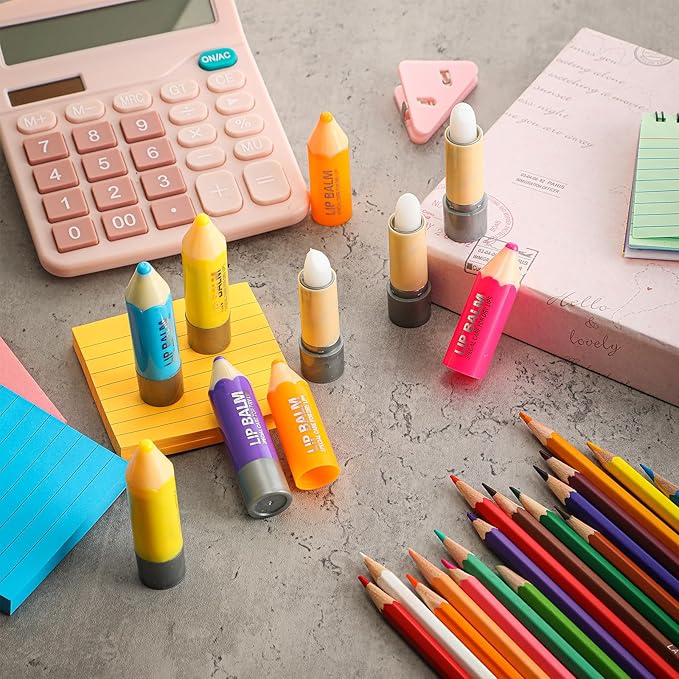 48 Pcs Lip Balms Gift Crayon Sign Fruit Taste Lip Balm for Teachers Students Soothing and Moisturizing Lip Balms for Chapped Lip Crayon Shape Classroom Rewards Party Supplies-Velvo Beauty