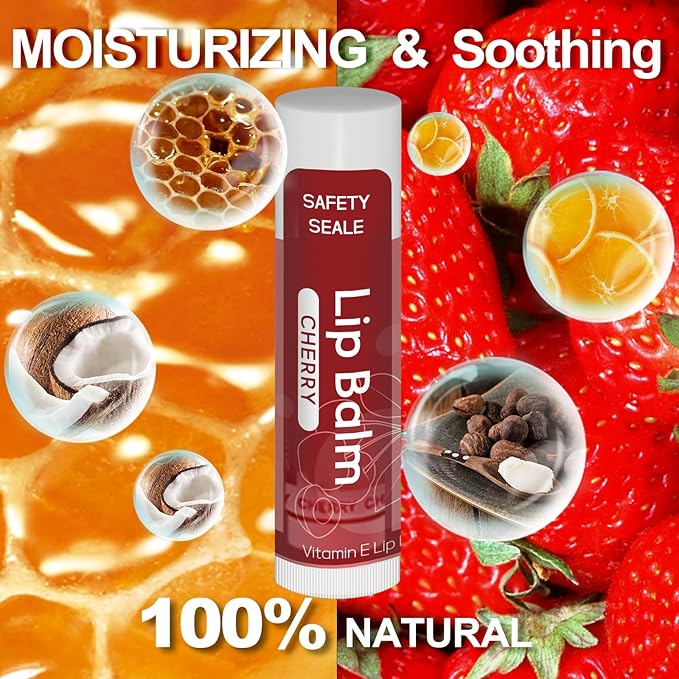 64 Pack Natural Lip Balm Bulk with Vitamin E and Coconut Oil Valentine's Day best choice - Moisturizing, Soothing, and Repairing Dry and Chapped Lips - 16 Flavors - Non-GMO-Velvo Beauty