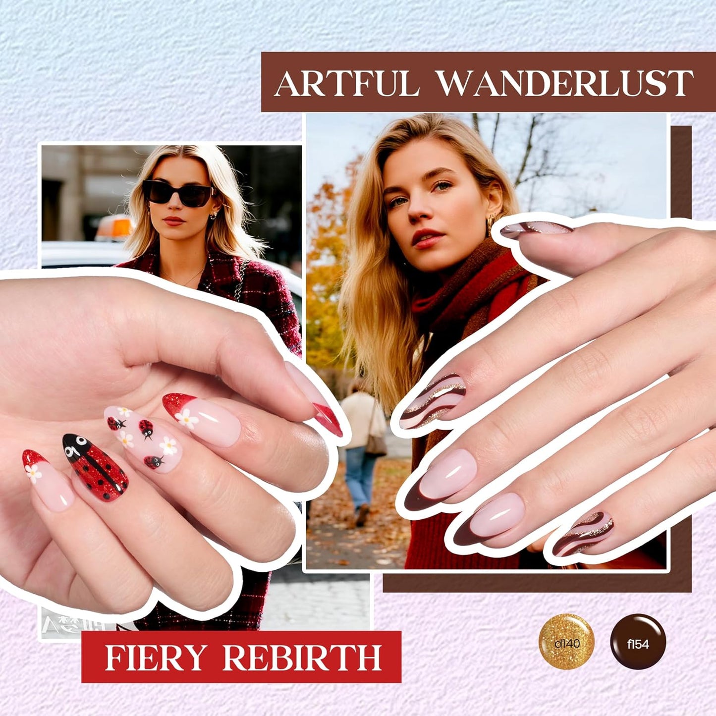 Beetles 50 Colors Gel Liner Nail Polish Set French Tip Nail Art Polish Glitter Brown Purple Blue Gel Nails Polish White Pink Swirl Nails Art Painted Cat Eye Build in Thin Brush Manicure Gift for Women-Velvo Beauty