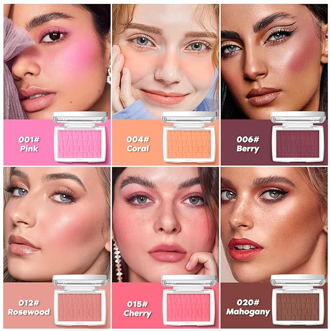 Mahogany Blush Powder Blush for Cheeks with Brush, Matte Blush Palette Blush Powder Face Blusher, Natural Blendable Formula Silky Lightweight Makeup Blush Rubores de Maquillaje, 020#-Velvo Beauty