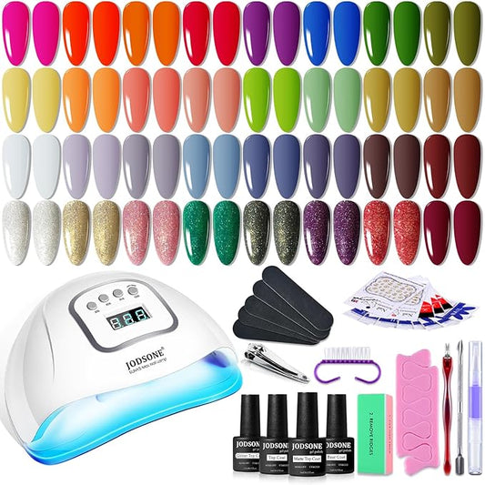 JODSONE Gel Nail Polish Kit with U V Light 32 Colors with Base Coat Matte Glitter Top Coat Gel Nail Set Manicure Salon Tools-Velvo Beauty