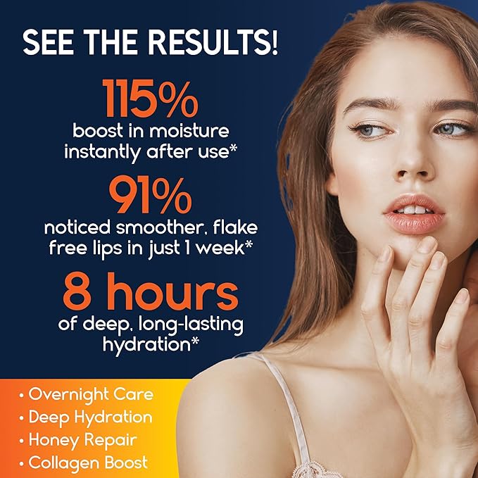 Lip Mask Overnight with Hyaluronic Acid & Collagen, Lip Sleeping Mask for Dry Cracked Lips, Moisturizing, Hydrating, Exfoliating Night Treatment for Lip Care (Peach) (0.7, Honey)-Velvo Beauty