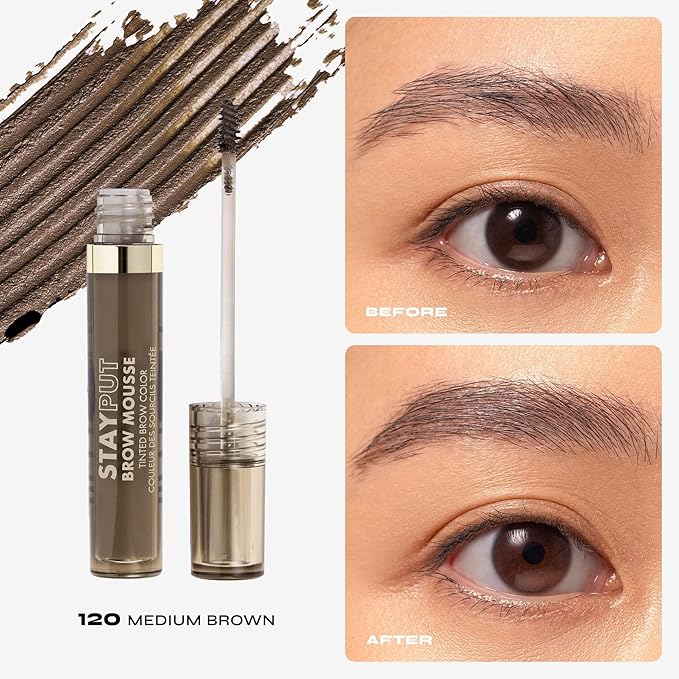 Milani Brow Tint- Stay Put Tinted Brow Mousse, Nourishing, High-Pigment infused with Shea Butter, Jojoba Seed Oil & Panthenol Vitamin B5 - Medium Brown-Velvo Beauty
