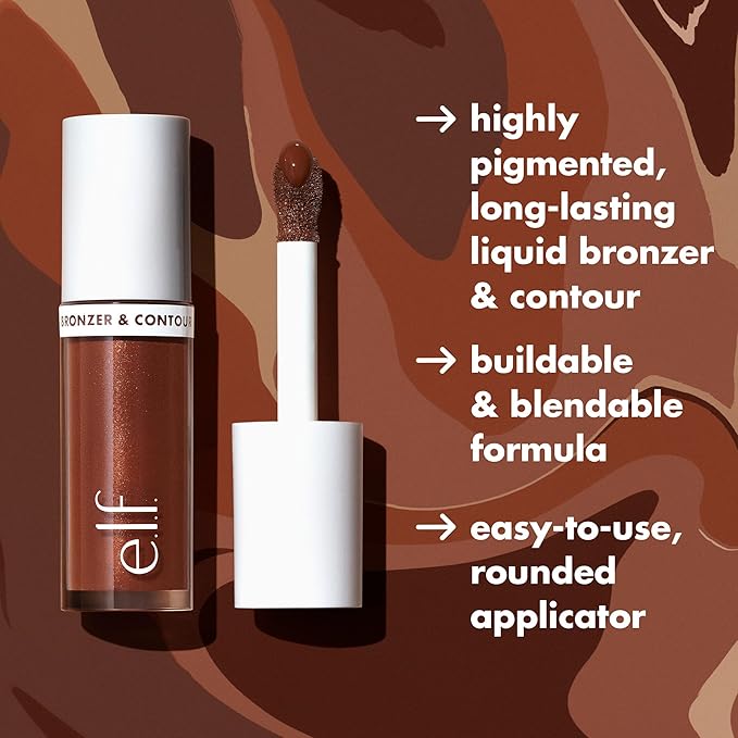 e.l.f. Camo Liquid Bronzer & Contour, Silky Highly Pigmented Formula, Creates a Long-Lasting Bronzed Glow & Natural Look, Vegan & Cruelty-Free, 2 Fair/Light-Velvo Beauty