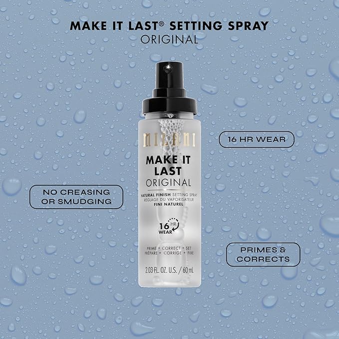 Milani Make It Last Original - Natural Finish Setting SPray - 3-in-1 Setting Spray and Primer- Prime + Correct + Set - Makeup Finishing Spray and Primer - Long Lasting Makeup Primer and Spray - 2 Pack-Velvo Beauty