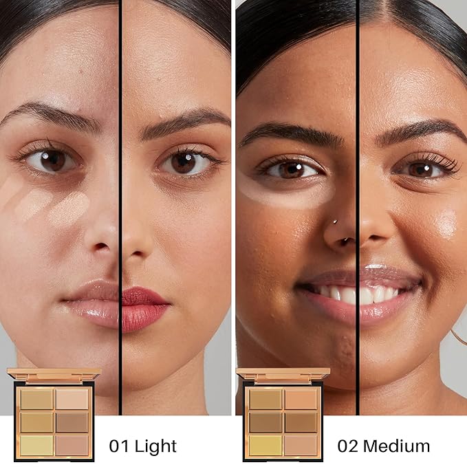 FV 6 Colors Cream Concealer Palette, Full Coverage & Long Lasting Colors Corrector Palette for Dark Circles, Redness, Acne with Natural Finish Cream Foundation Palette, 01 Light Shade-Velvo Beauty