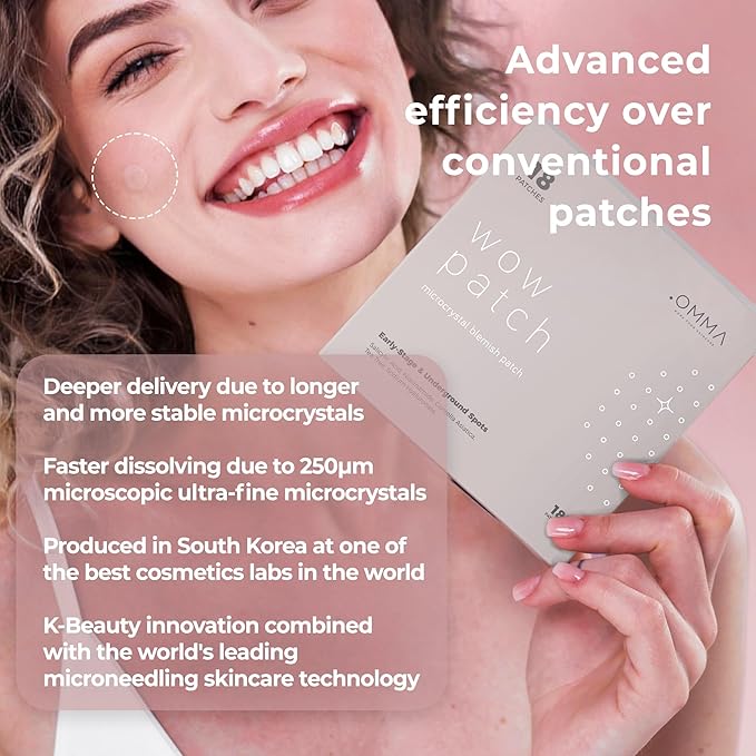OMMA Korean Microdart Acne Patch, Cystic Acne Treatment, Micropoint Pimple Patches for Face for Early-Stage Painful Zits, Salicylic Acid & Tea Tree - 14 mm Zit Stickers (18 Count)-Velvo Beauty