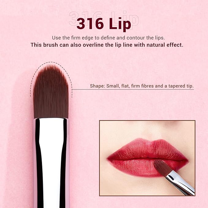 Jessup Lip Brush Set, Professional Lip Makeup Brushes for Lipstick Streak-Free Contour Define and Accentuate, Premium Synthetic Hair, 5pcs T325-Velvo Beauty