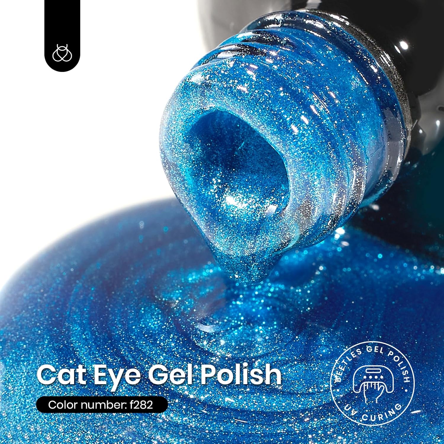 Beetles Blue Cat Eye Gel Polish, 15ML Blue Cat Eye Glitter Gel Polish with Magnet Shimmer Velvet Gel Soak Off UV Stellar Ocean Collection French Nail Art Design Manicure Summer Gifts for Women-Velvo Beauty