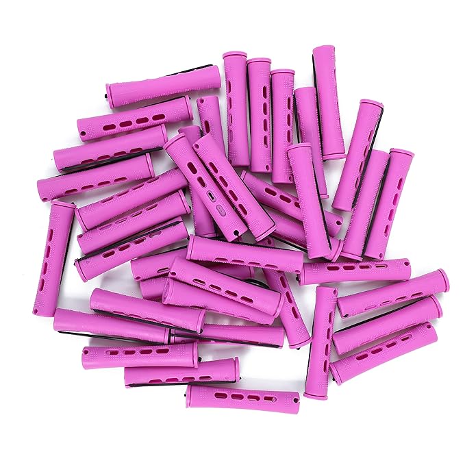 20pcs Women's Perm Rods Set for Natural Hair: 2 Sizes Cold Wave Hair Rollers for Curling and Styling All Hair Lengths - DIY Hairdressing Tools (Purple)-Velvo Beauty