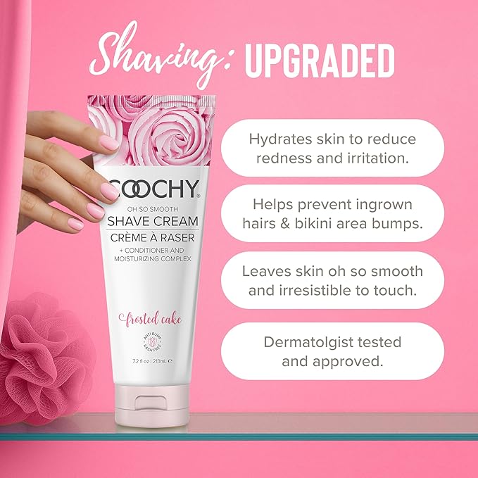 Coochy Shave Cream - Moisturizing Shave Lotion - Gentle Intimate Shaving Cream - For Bikini Area, Underarms, Legs & More - Rash-Free, Hydrating Formula - 12.5 oz, Frosted Cake-Velvo Beauty