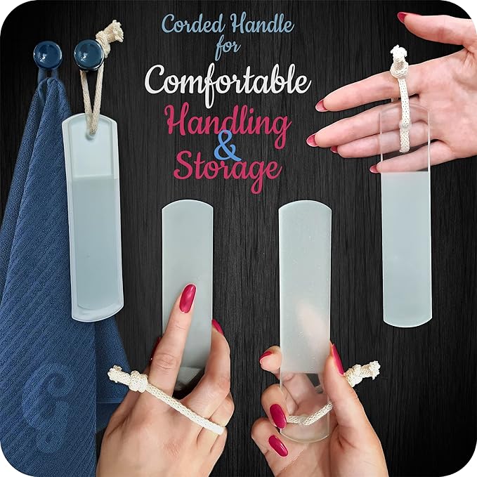 Genuine Czech Glass Foot File by GLADZY - Gentle Callus Remover Foot Rasp, Pedicure & Spa Rough Skin Scrubber, Two-Sided Etched Different Grit Surface, Professional Toenail & Heels Care, Made in EU-Velvo Beauty