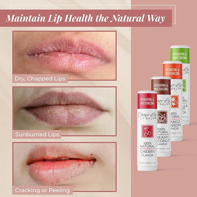 100% Natural Lip Balm Set - Hydrating and Moisturizing Beeswax Natural 4 Flavor Assortment - Lip Moisturizer for Dry Lips - Cocoa Butter - Petroleum Free Pack of 8-Velvo Beauty