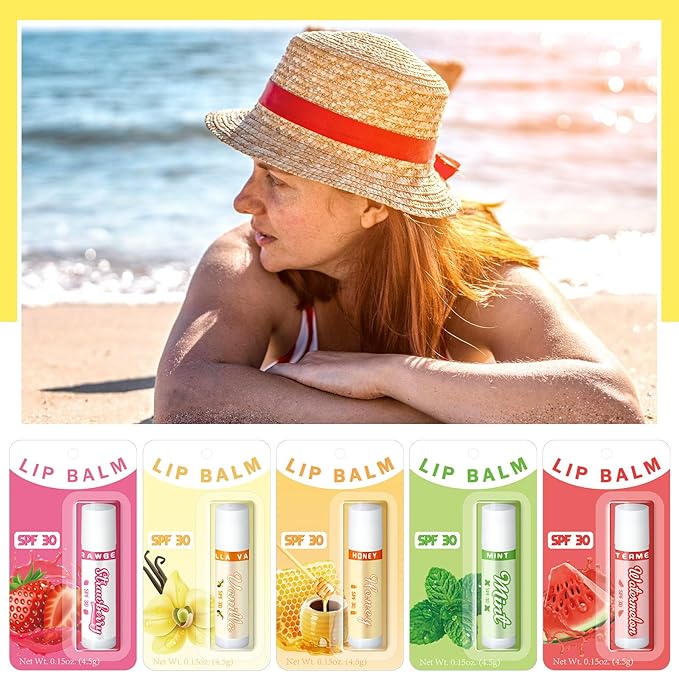 30 Pack Lip Balms SPF 30 Bulk Sunscreen Lip Balms Party Gifts Favors Lip Sunscreen Care with Vitamin E Wedding Bridal Shower Favors Baby Shower Gifts for Outdoor Travel Beach-Velvo Beauty