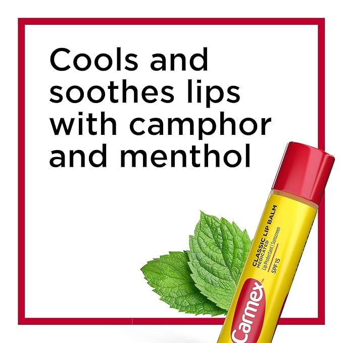 Carmex Medicated Lip Balm Sticks, Lip Moisturizer for Dry, Chapped Lips, 0.15oz, 3 Count (2 Packs) plus 1 Count Carmex Lip Balm Tube, 0.35oz-Velvo Beauty