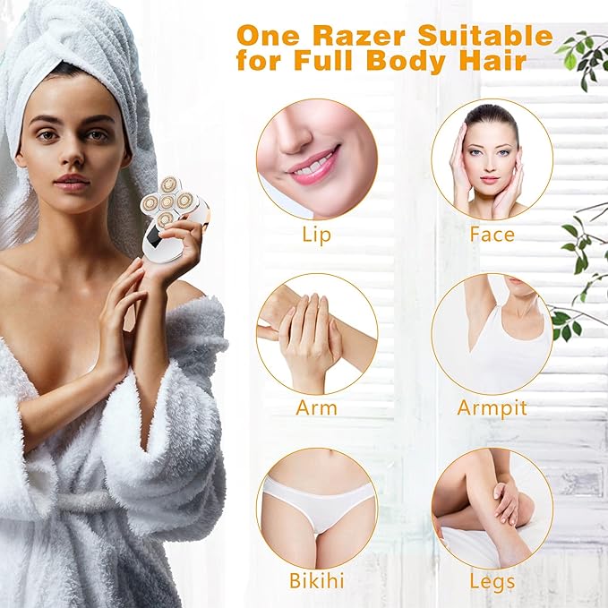 Electric Razors for Women, Women's Electric Shaver Kit for Legs, Bikini and Body Wet Dry Use, Facial Hair Removal, Cordless Trimmer for Womens Bikini Lady Grooming Sensitive Skin-Velvo Beauty
