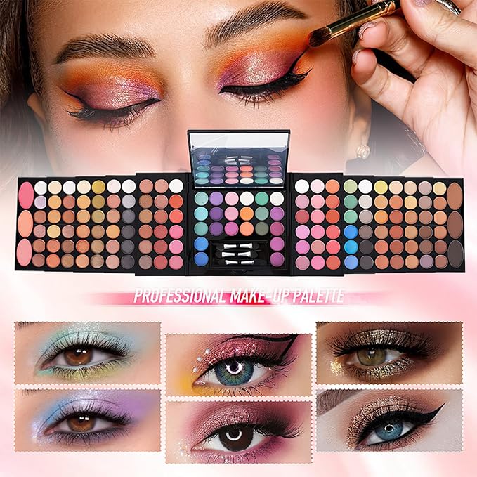 Eyeshadow Palette Cosmetics,Contour Palette Maquillaje Para Mujer,makeup Kit for Women Full Kit,With 142 Color Eyeshadow 3 Color Blush 3 Color Eyebrow Powder…-Velvo Beauty