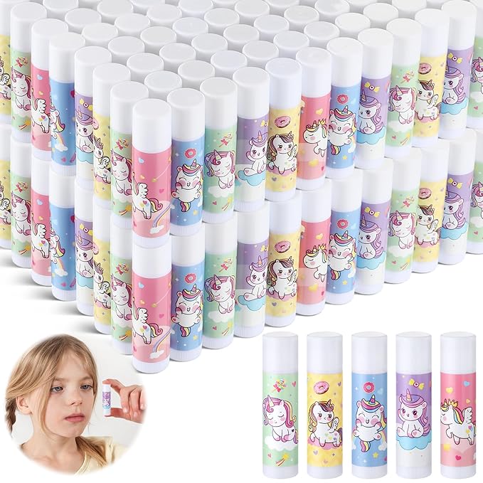 100 Pcs Unicorn Party Favors Lip Balms Bulk for Kids Birthday Party Moisturizing Lip Balm for Unicorn Themed Celebration Gifts Lip Care Products for Classroom Rewards Favor Party Supplies-Velvo Beauty