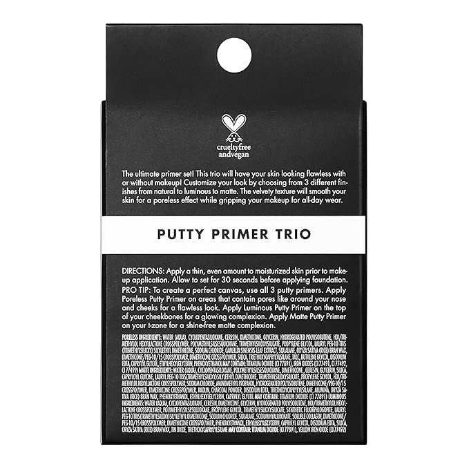 e.l.f. Cosmetics Putty Primer Trio, Includes Poreless Putty, Matte Putty & Luminous Putty, Travel Size, 0.14 Oz (4g) Each, 0.14 ounces, Count 3 ( Pack of 1)-Velvo Beauty