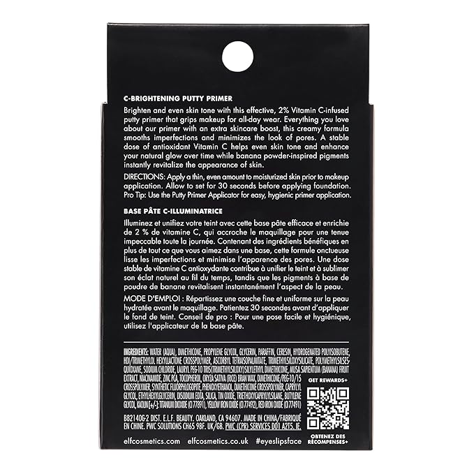 e.l.f. C-Brightening Putty Primer, Makeup Primer For Brightening & Evening Out Skin Tone, Enriched With Vitamin C, Universal Sheer (Packaging May Vary)-Velvo Beauty