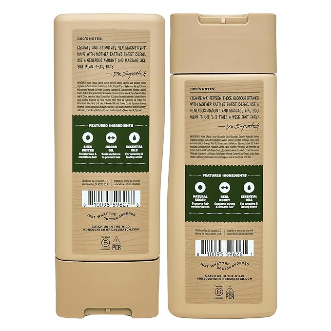 Dr. Squatch Natural Hair Bundle for Men - Healthy, Full Looking Hair - Pine Tar Shampoo (11 fl oz), Pine Tar Conditioner (11 fl oz)-Velvo Beauty