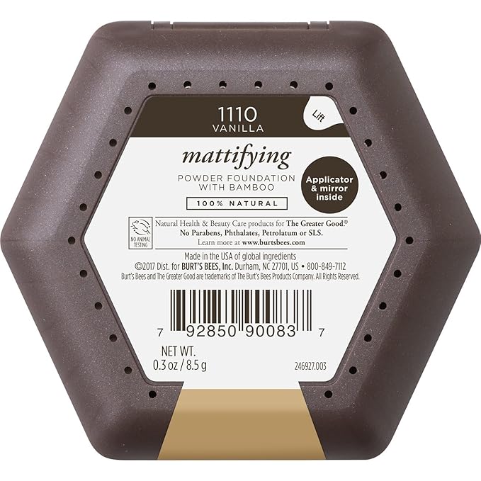 Burt’s Bees 100% Natural Origin Mattifying Powder Foundation, Vanilla, 0.3 Ounce, Packaging May Vary-Velvo Beauty
