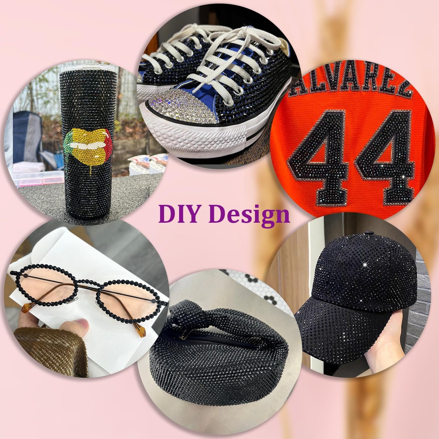 30000Pcs Black Rhinestones for Bedazzling Crafting, Flatback Resin Gems Crystal, Bedazzler Kit with 3Pcs 10ml B7000 Jewelry Glue and Tweezers for DIY Crafts Clothing Shoes Fabric Nail Art-Velvo Beauty