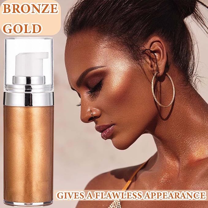 Body Luminizer Liquid Illuminator, Bronze Gold, Skin Foundation Concealer, All Skin Types-Velvo Beauty