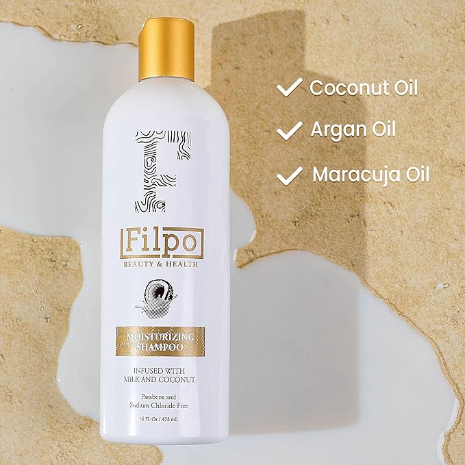 FILPO Coconut Milk Moisturizing Shampoo - Sulfate Free with Coconut Oil and Argan Oil, Clarifying for Natural and Curly Hair Care-Velvo Beauty