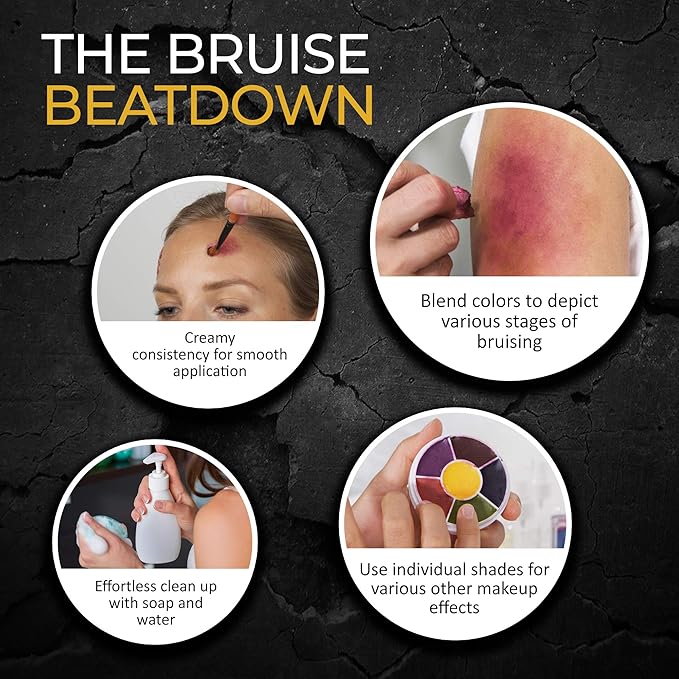 6-Color Bruise Wheel, Professional SFX Cream Makeup Palette with Foam Sponges for the Stage, Film, Costumes, Cosplay-Velvo Beauty