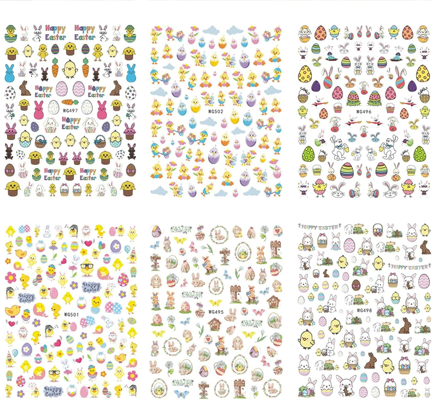 Easter Nail Stickers Rabbit Decals Cute Cartoon Bunny Eggs Chicks Stickers for Women Girls Nail Art Decorations Manicure Finger Tip Decor 10sheets 3D Self-Adhesive Decals-Velvo Beauty