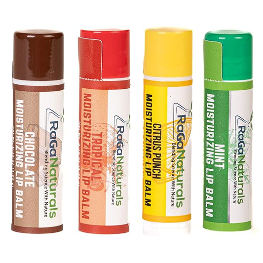 All Natural Chocolate, Lemon, Mint, Tropical Moisturizing Lip Balm, Original beeswax, Shea butter, Jojoba oil, Vitamin E and Love - 4 Tubes-Velvo Beauty