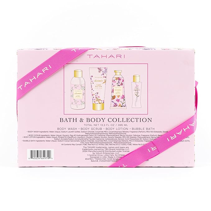 Tahari Spa Gift Set for Women, Lavender Spa Set, Bath Kit for Women Gift Set Includes Body Lotion, Body Wash, Body Scrub, Lotion Gift Set for Women, Birthday Gifts For Women-Velvo Beauty
