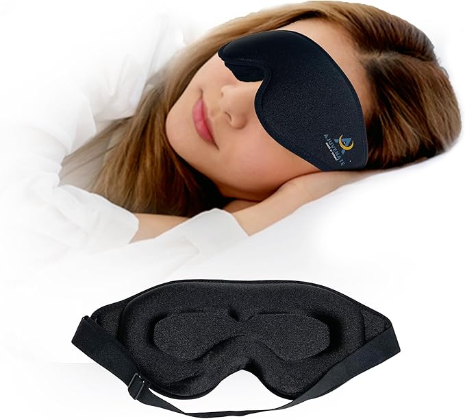 3D Sleep Mask for Men Women | 100% Blackout, Zero Eye Pressure, Breathable Material | Comfortable Night Blindfold for Sleeping, Travel and Meditation (Black)-Velvo Beauty